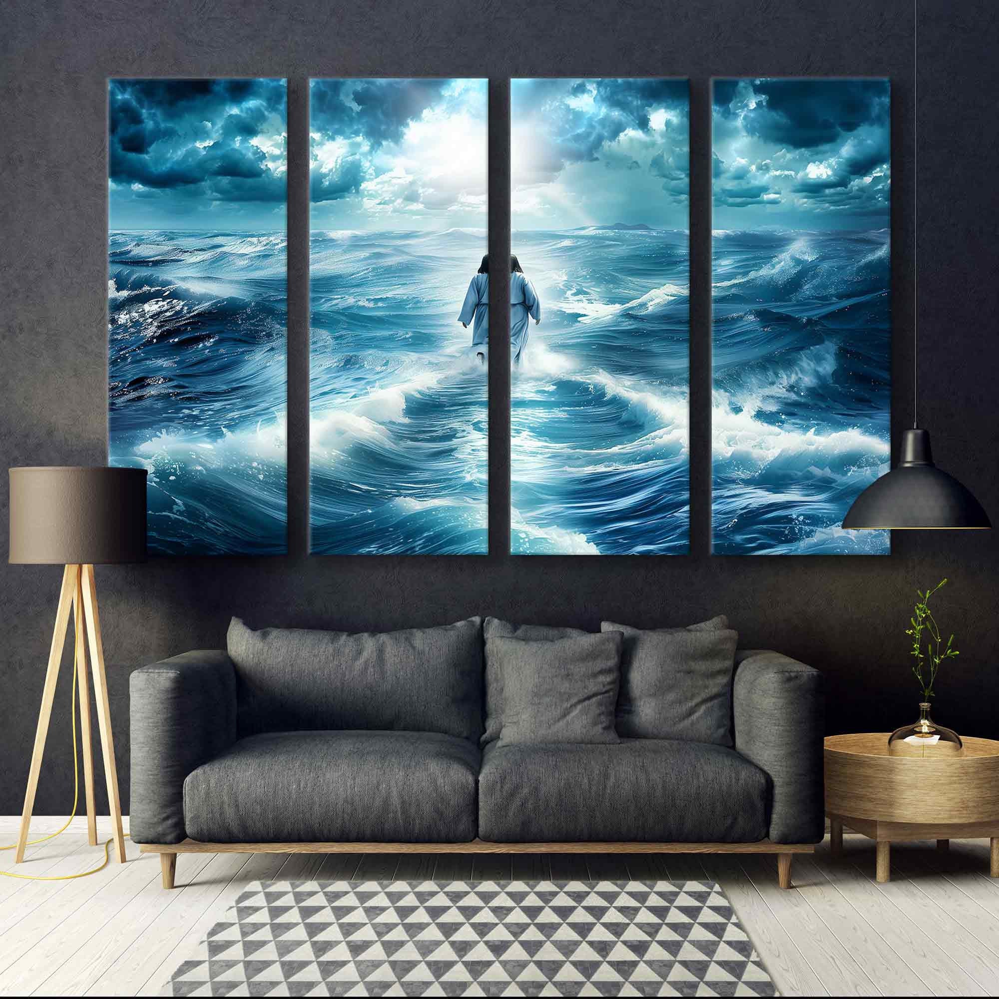 Jesus Walking on Water Canvas Print - Christian Wall Decor, Jesus Wall ...