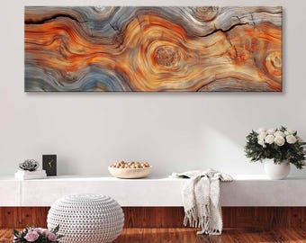 Panoramic Wooden Knots Canvas Print, Natural Wall Art for Elegant Home Decor, Wood Texture Canvas Print, Abstract Wall Art Living Room