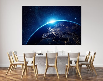 Earth Canvas Earth Poster Earth Prints Planet Wall Art Solar System Wall Decor Planets Canvas Art Set Sunrise Wall Art Sunset Wall Decor Art