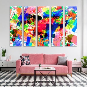Bright Colors Abstract Wall Art Rainbow Colors Canvas Print Wall Art ...