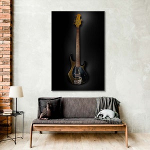 Bass Guitar Wall Art, Black Music Print, Extra Large Music Wall Decor