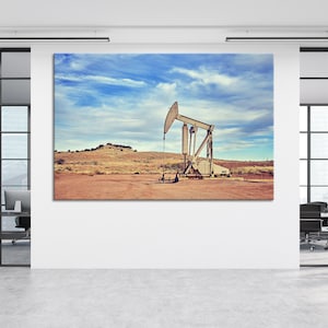 Oil Production Art View of Texas Canvas Oil Pump Decor Oil Pump Photo Oil Pump Poster Oil Pump Print Black Gold Wall Art Office Decor Print