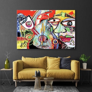 Dynamic Symphony Canvas Print, Contemporary Whirlwind Wall Art, Striking Large Wall Decor