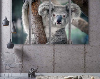 Cute Koala Wall Art Set - Adorable Koala Canvas Print - Animals Wall Art for Kids' Room