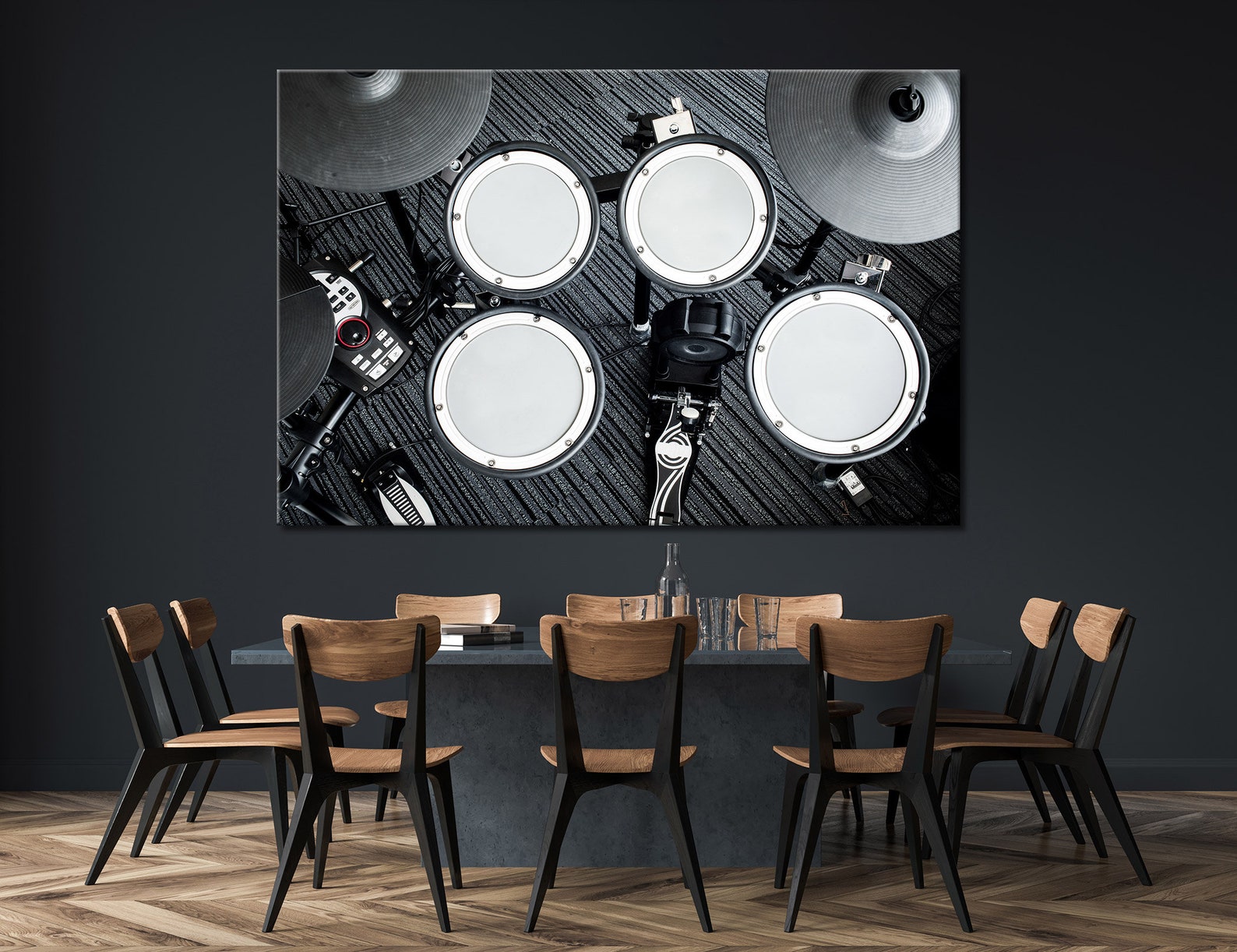 Top View of Electric Drums Wall Art Top View Drums Canvas Wall Etsy