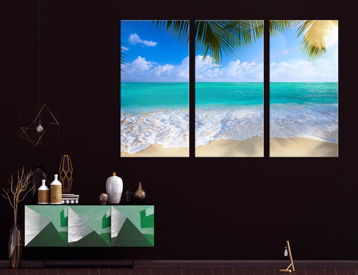 Large Wall Art Canvas Print Tropical Island Beach Ocean Extra Etsy