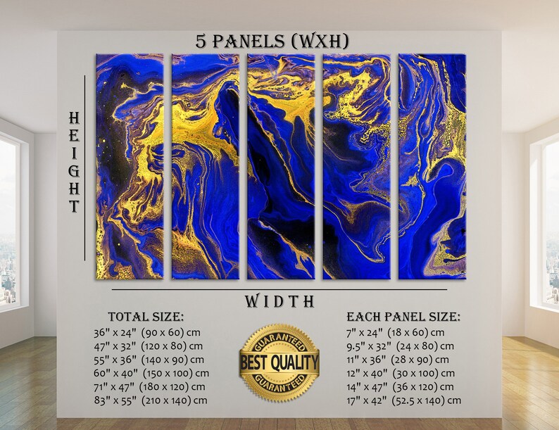 Blue and Yellow Wall Art Blue and Yellow Wall Decor Bedroom Etsy