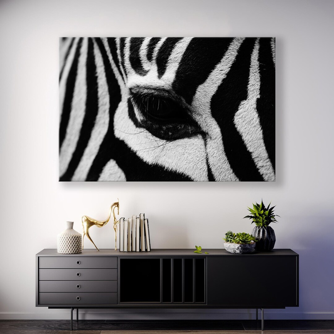 Stunning Zebra Eye Canvas Art Print, Elegant and Trendy Home Decor for ...