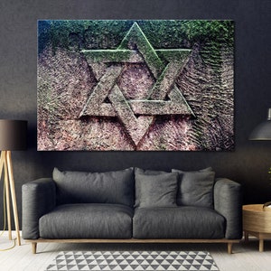 Star of David, Sign Carved in Stone Canvas Print, Symbol of Judaism