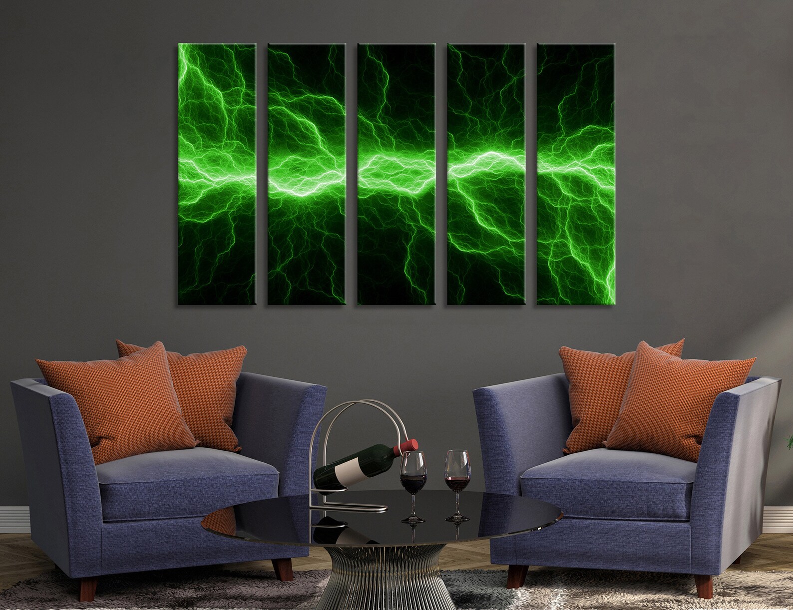 Green Lightning Wall Art Lightning Abstract Canvas Print Etsy.de