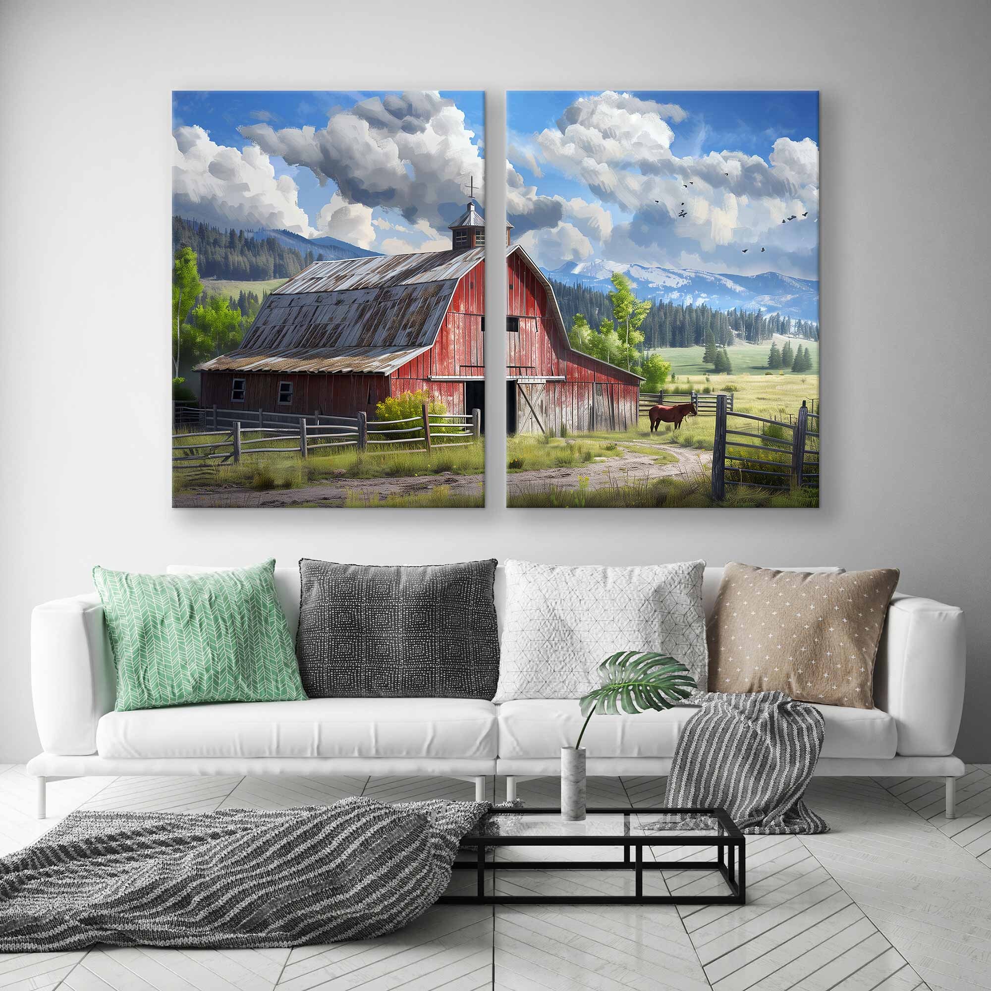Rustic Farmhouse Canvas Print - Reproduction of Old Barn Painting ...