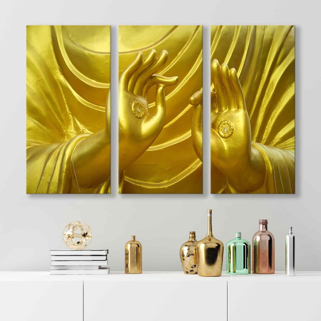 Gold Buddha Canvas Set – Zen Buddha Wall Art, Religion Decor, Buddhism ...