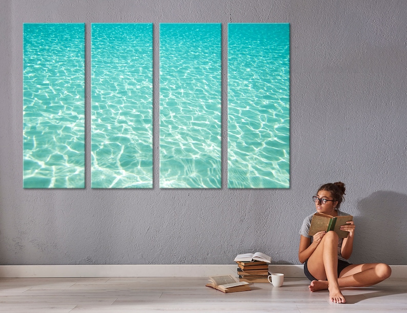 2 Panels Azure Sea Wall Art Water Wall Art Ocean Wall Decor Etsy