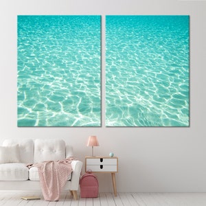 2 Panels Azure Sea Wall Art Water Wall Art Ocean Wall Decor Water Poster Sea Print Azure Canvas Print Azure Large Artwork Azure Decoration