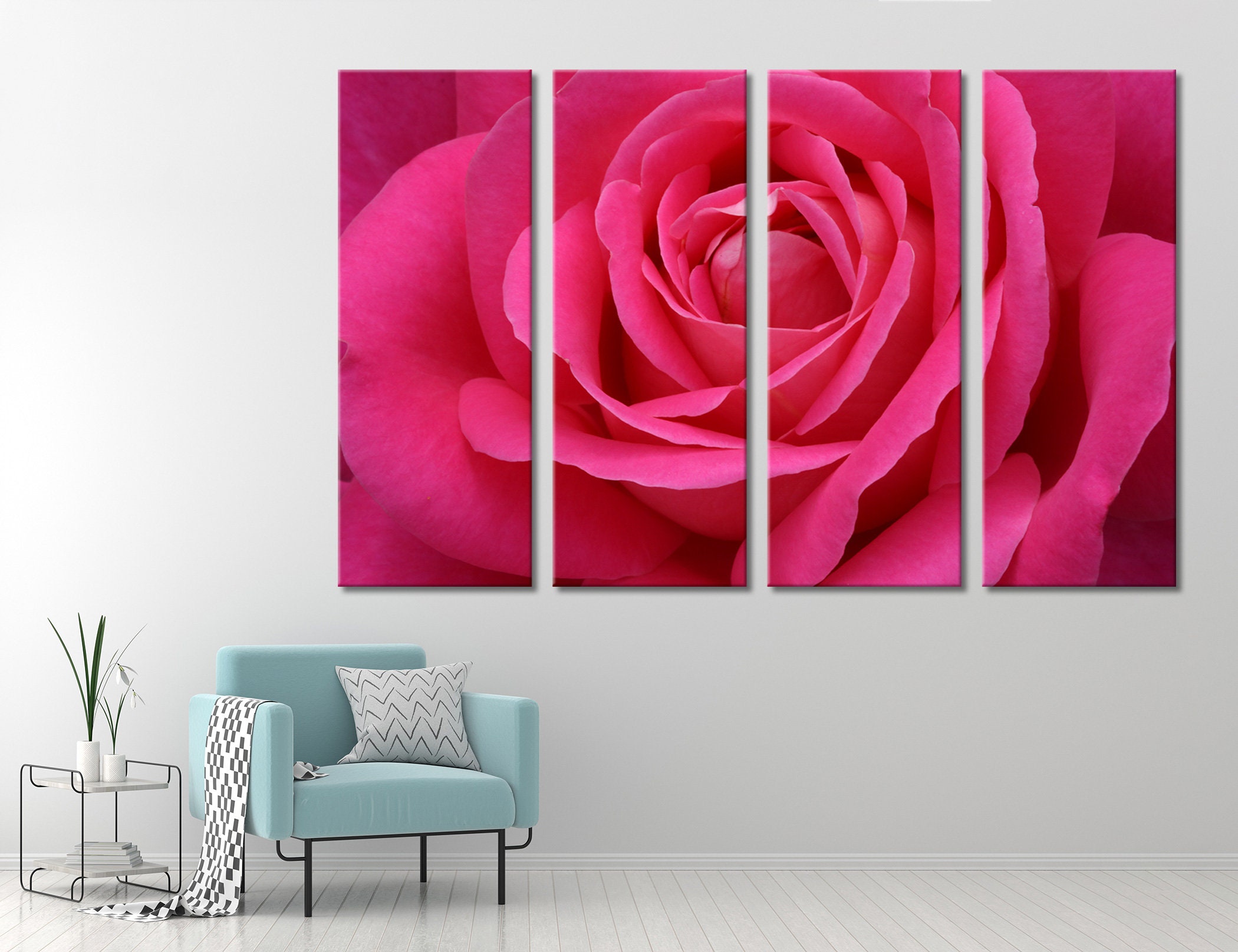 Pink Rose Wall Art Rose Wall Decor Rose Canvas Print Rose Etsy