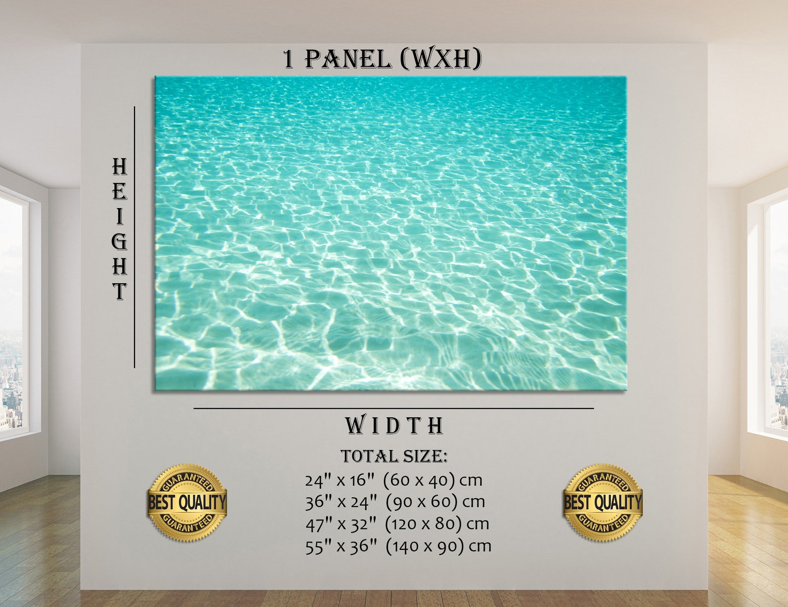 2 Panels Azure Sea Wall Art Water Wall Art Ocean Wall Decor Etsy
