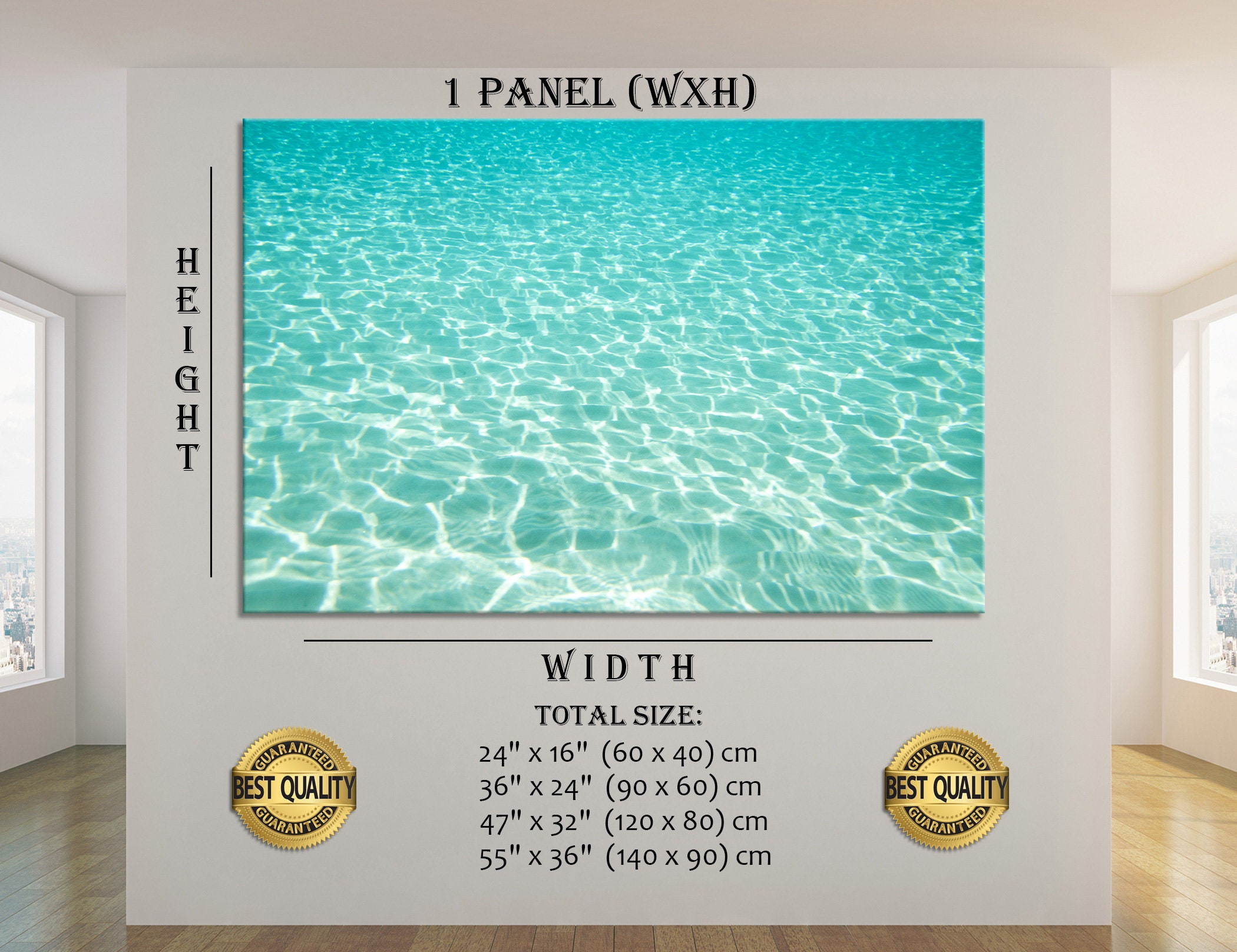 2 Panels Azure Sea Wall Art Water Wall Art Ocean Wall Decor Etsy