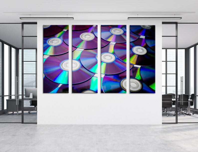 CD and DVD Discs Wall Art CD Large Canvas Print Retro Wall Art | Etsy
