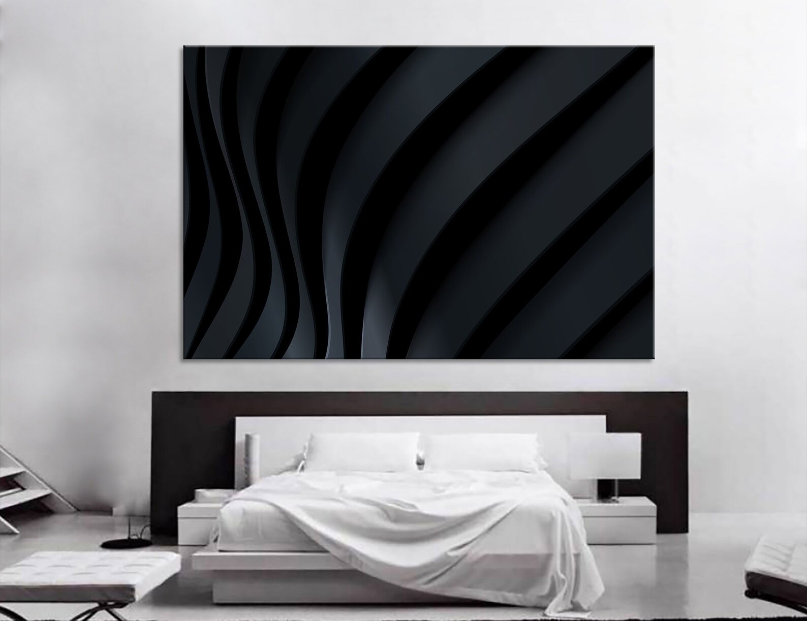 Blackt Wall Art Black Abstract Wall Decor Abstract Canvas Etsy