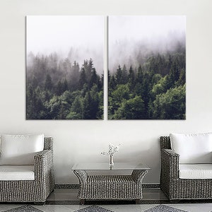 2 panelen muurkunst, bomen canvasafdruk, bomen grote muur decor, bomen canvas, bos canvas, vijfdelige muurkunst, landschap bomen kunst