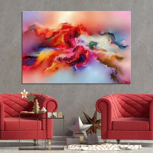 Bright Abstract Print on Canvas Print Wall Art | Etsy