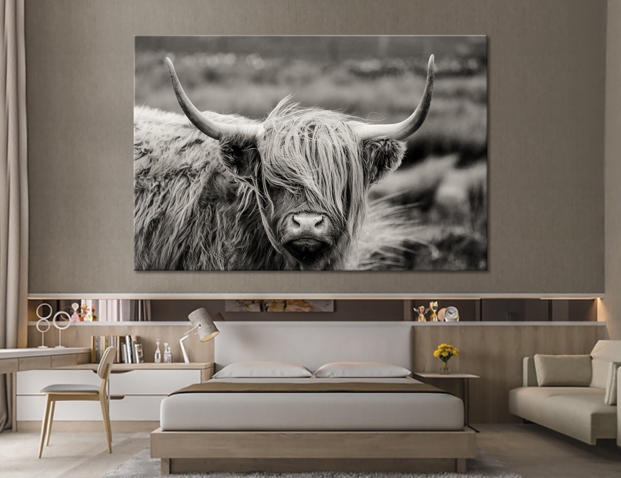 Scottish Highland Cattle Wall Art Cattle Canvas Cattle Wall Etsy