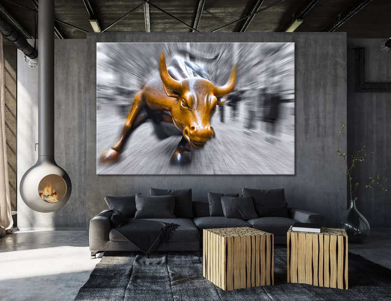 Charging Bull Wall Art New York City Charging Bull Canvas Etsy