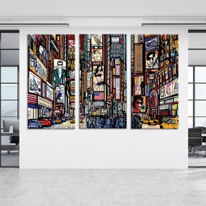 Abstract City Wall Art Print New York Illustration Wall Art Canvas Print Wall Art Abstract Wall Decor Street Art Abstract Extra Large Set