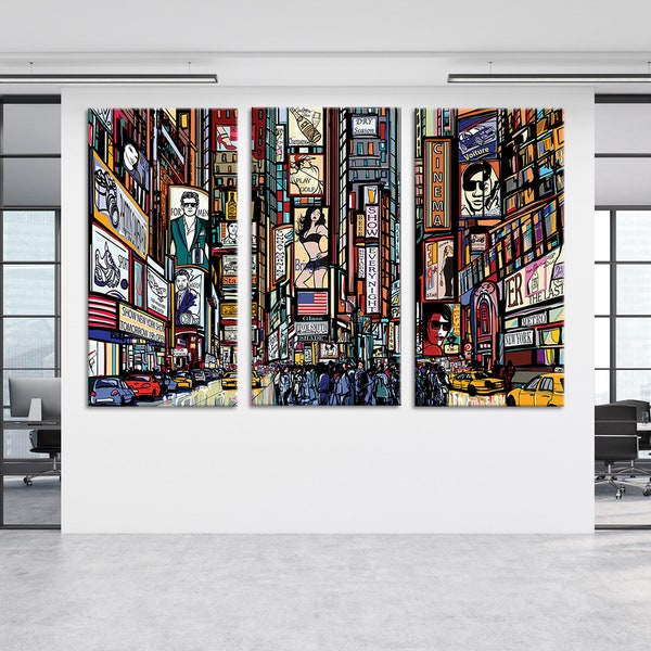 Abstrakte Stadt Wand Kunst New York Illustration Wand Kunst Leinwand Druck Wand Kunst Abstrakte Wand Dekor Street Art Abstrakt Extra Large Set