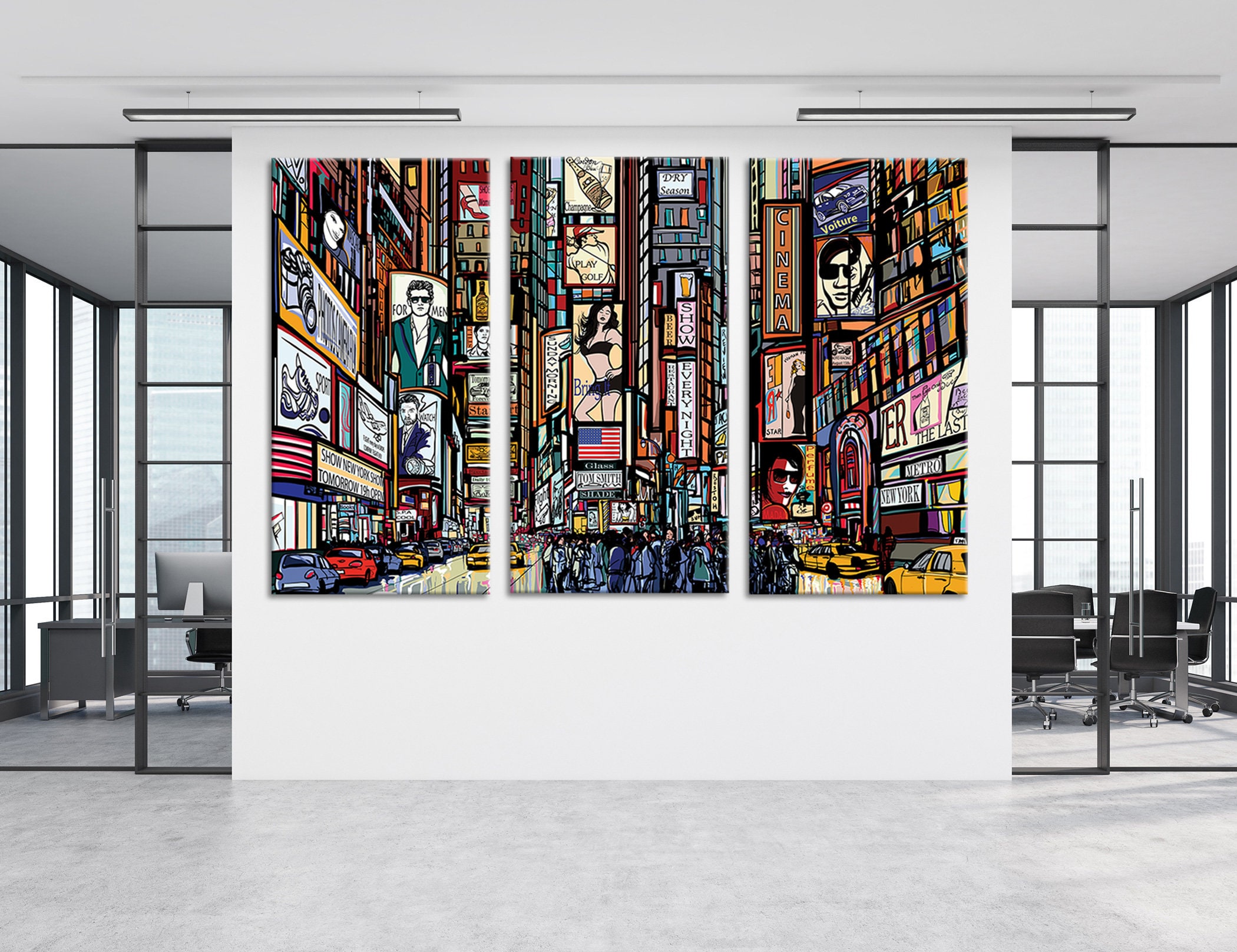 Abstract City Wall Art Print New York Illustration Wall Art Etsy