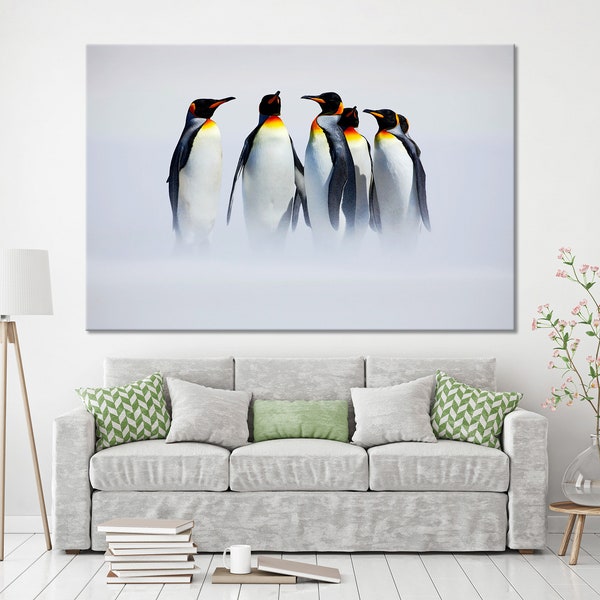 Gruppe von sechs Königspinguinen Wandkunst Falklandinseln Wand Dekor Antarctica Canvas Print Antarctica Large Canvas Antarctica Extra Large Print