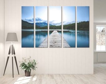 Lake Canvas Art Print Set Wall Decor Landscape Canvas Wall Art Mountains Canvas Set Mountain Lake Print Art Forest Lake Poster Artwork Set