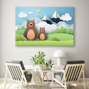 Adorable Bears Nursery Wall Decor Canvas Print with Vibrant Colors