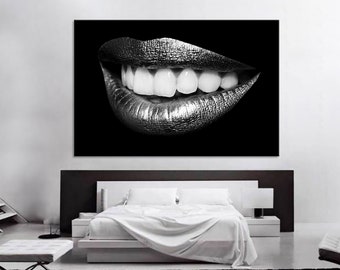 Fabulously Beautiful Smile on a Black Background Wall Art Black Canvas Black Wall Art Black Print Black Wall Art Smile Canvas Print Artwork