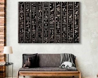 Antichi geroglifici egizi su una base nera, decorazione da parete - opera d'arte simbolica finemente realizzata