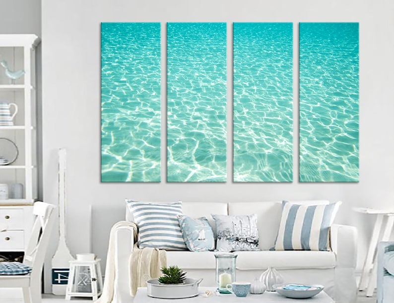 2 Panels Azure Sea Wall Art Water Wall Art Ocean Wall Decor Etsy