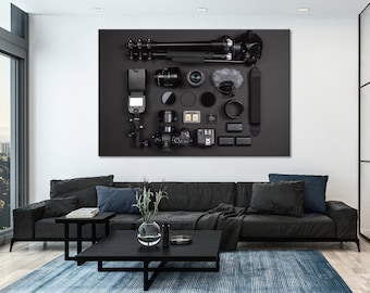 Photographer's Set Canvas Print, Gift for Photographer, Industrial Wall Art
