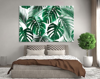 Tropical Palm Leaves Wall Art Palm Leaf Wall Art Canvas Print Abstract Palm Modern Art Jungle Leaves Art Floral Artwork Plant Home Decor