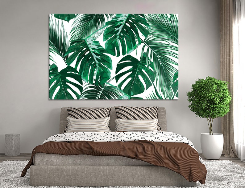 Tropical Palm Leaves Wall Art Palm Leaf Wall Art Canvas Print Etsy