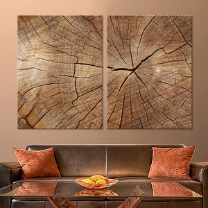 Wood Texture Wall Decor Wood Crack Abstract Canvas Print Modern Trendy Wall Art Luxury Abstract Printing Extra Large Wall Art Artwork Set 2 Panels