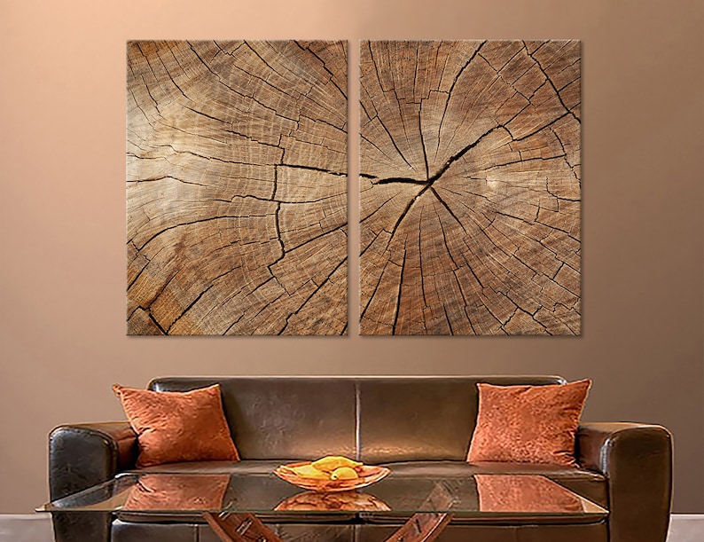 Wood Texture Wall Decor Wood Crack Abstract Canvas Print Modern Trendy Wall Art Luxury Abstract Printing Extra Large Wall Art Artwork Set 2 Panels
