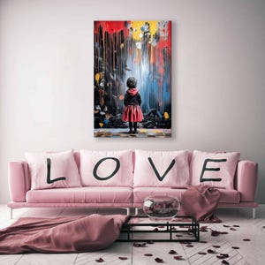 Banksy Inspired Street Art, Prints Framed, Pop Art Wall Art Large, Pop Culture Print, Canvas Print Painting, Canvas Pop Art Painting Decor