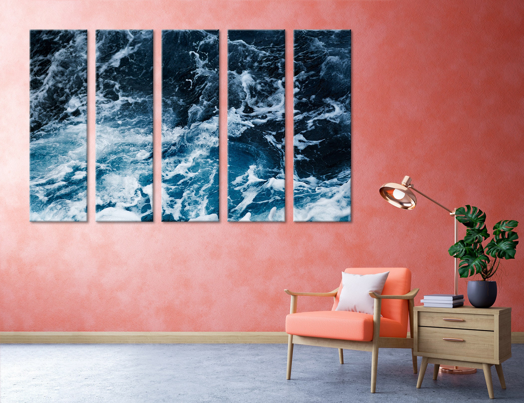 Waves in Ocean Wall Art Waves Art Waves Canvas Waves Canvas Etsy
