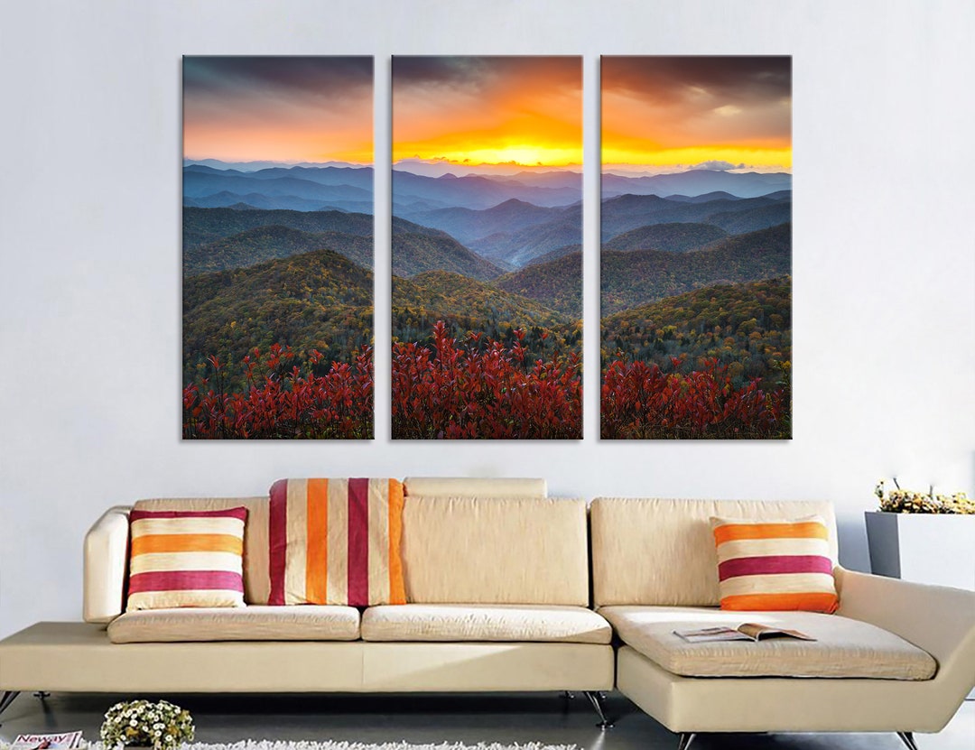 Blue Ridge Canvas Blue Ridge Art Blue Ridge Mountains Wall Art Sunset Landscape Wall ...