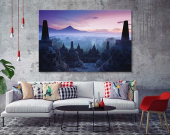 Borobudur Temple Canvas Print, Yogyakarta Wall Art, Java Wall Decor