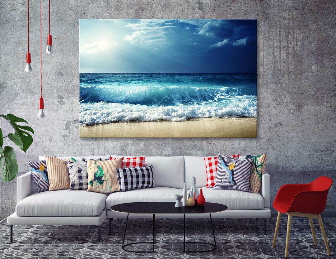 Beach Canvas Prints, Sea Landscape, Nautical Photo, Coastal Canvas