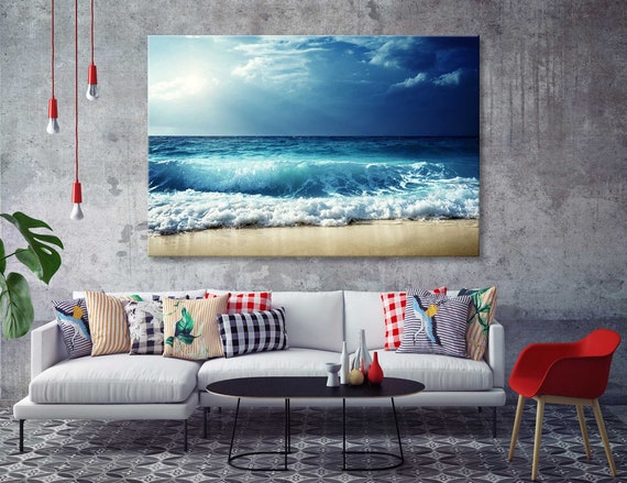 Beach Canvas Prints, Sea Landscape, Nautical Photo, Coastal Canvas Print, Sea Wave Canvas, Extra Large Wall Art, Beach wall decor
