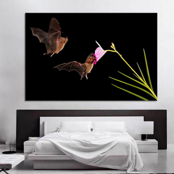 Mesmerizing Wildlife: Multi-Piece Bat Artwork Set on Canvas, Capturing Bats in Flight in the Dark Night