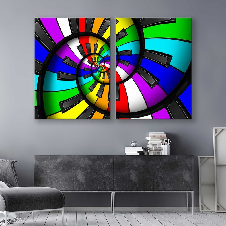 Harmony Inmotion Design Harmony in Motion - Abstract Canvas Print With Spiral Twisted Multi ...