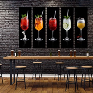 Spritz Drinks Set Canvas Print, Restaurant Wall Decor, Take your Bar to the Next Level